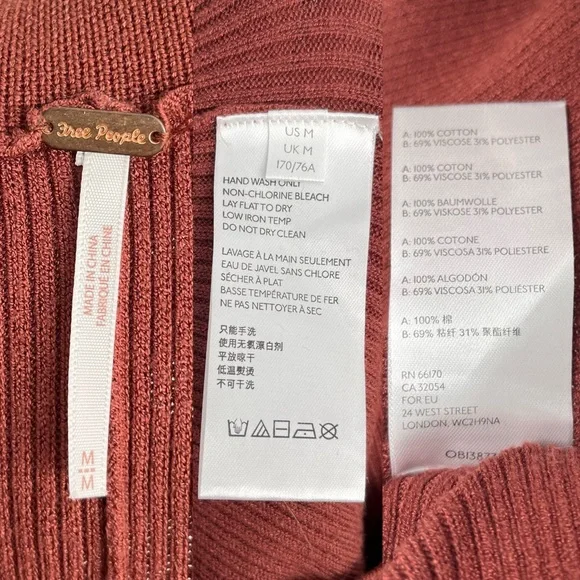Free People Emilie Knit Two Piece Sweater Set Top Pants Cherry Cola Women’s M - Picture 13 of 16
